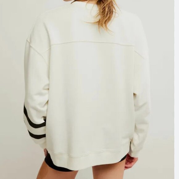 Free People Movement All Star Logo Pullover in Ivory/Black Combo size L NWT - Picture 2 of 6